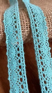10/1 meter Pure Cotton Crochet Lace Trim TINY DESIGN TURQUOISE 2CM - Picture 1 of 3