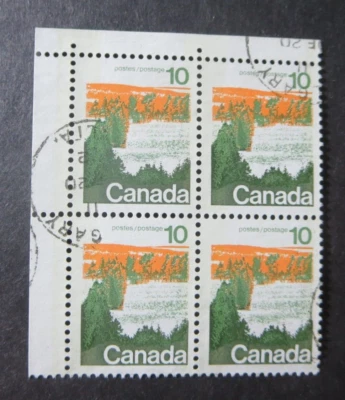CANADA STAMPS  #594iv 1972 USED  "LANDSCAPE DEFINITIVES-FOREST" WT BLOCK TYPE I - Imagem 1 de 3