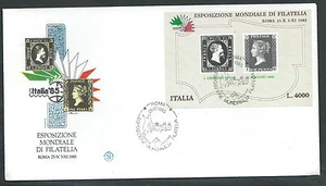 1985 ITALIA FDC FILAGRANO FOGLIETTO PENNY BLACK ITALIA 85 NO TIMBRO ARRIVO - K-6 - Picture 1 of 1