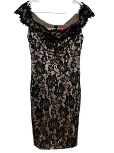 Mandalay Bodycon La Coquette Dress Size 4 Black Lace - Picture 1 of 3