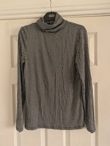 Dorothy Perkins Black White Dog Tooth Roll Neck Size 12 Turtle Neck Top - Picture 1 of 5