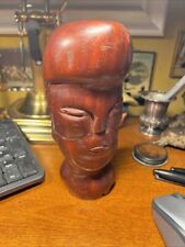 Vintage Hand Carved Wood Folk Art Tribal Man Statue Bust 7"-#G82