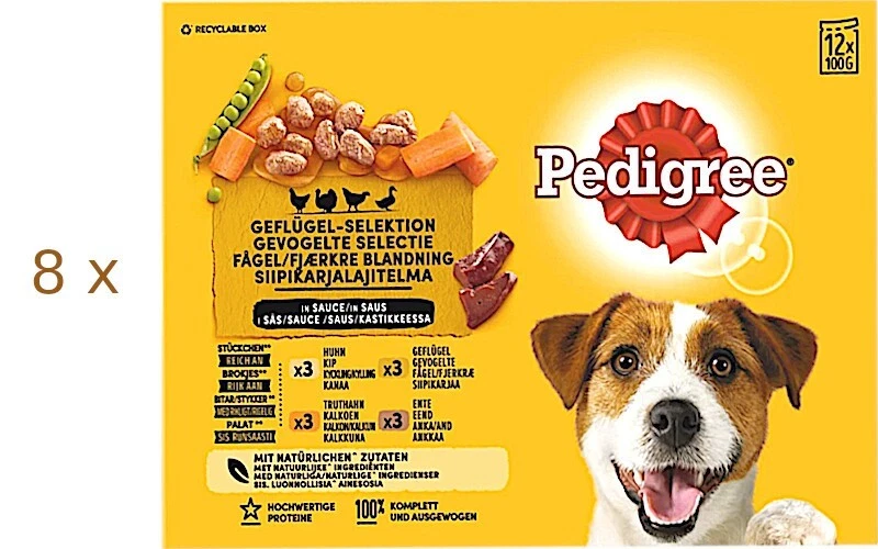 96 x 100 g Pedigree Geflügel-Selektion (€ 5,47/kg) in Sauce - Hundefutter  - Bild 1 von 1