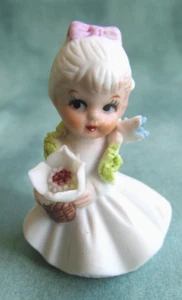 2" Tall Miniature Bisque Girl withj Flower Garland - Picture 1 of 4