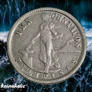 US Philippines 10 Centavos 1937-M, (Manila), AU, Very Scarce Year And MM. - Picture 1 of 10