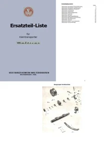 Ersatzteilliste Multicar 21 M21 Waltershausen IFA VEB DDR Dieselameise - Bild 1 von 1