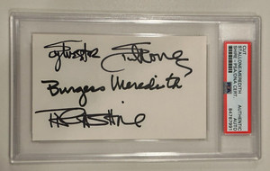 Sylvester Stallone Talia Shire & Burgess Meredith Autographed  Card PSA/DNA