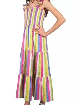 Vestido Largo Zunie Niña Algodón Floral Línea A Cualquier Ocasión Manga Volantes L Foto 1 de 3