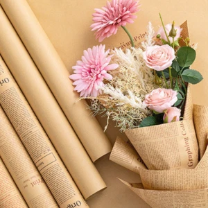 500x Carta Compleanno Vintage Classica Inglese Fiore Wrapping Kraft Fai da Te - Foto 1 di 15