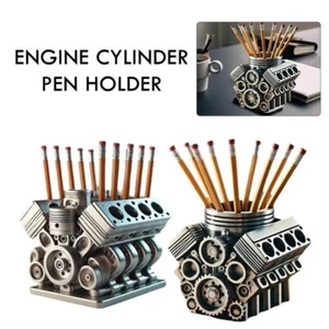 Engine Block Pen Holder Creative Engine Model Pencil Organizer Desktop Decor - Picture 1 of 13
