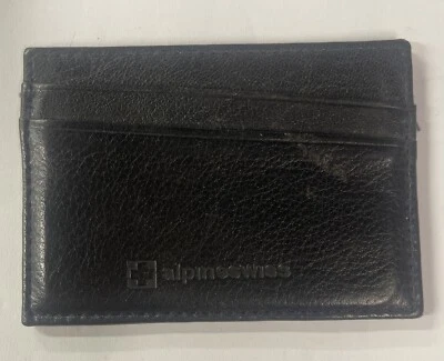 New Alpine Swiss Black Leather Slim Wallet/ Credit Card Holder - Image 1 of 3