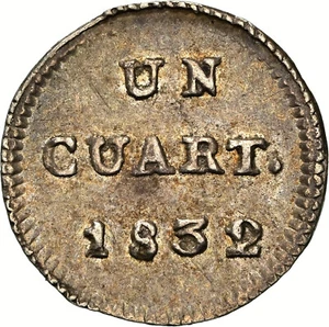 CHILE Santiago ¼ Real, 1832/1 SO (Colección Val y Mexía Label) KM-89 NGC AU 53 - Picture 1 of 4