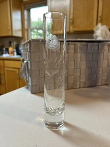Lillian Vernon Vintage Clear Glass Etched Rose Pattern 8 Inch Bud Vase Classic - Picture 1 of 2