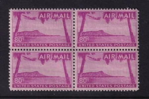 1952 Hawaii Diamondhead Sc C46 80c block of 4 MNH XF CV $18 - Picture 1 of 1
