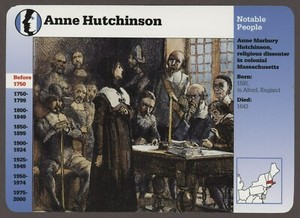 Anne Hutchinson  Grolier Story of America History Card Notable People