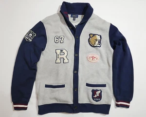Polo Ralph Lauren Cardigan Sweater Varsity Lettermsn Skull Bulldog Wing XL 18-20 - Picture 1 of 4