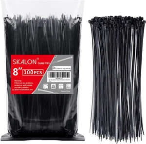 Zip Ties 8 Inch (100 Pack), 40Lbs Tensile Strength, Black Cable Ties, Wire Ties - Picture 1 of 6