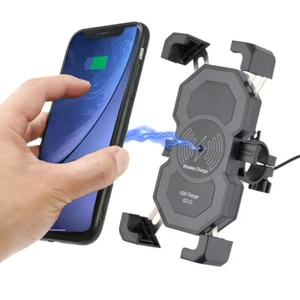 New Motorcycle Phone Holder Charger 15W Fast Wireless Charging Motorbike Mount - Picture 1 of 11
