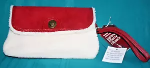 Neu mit Etikett Clutch Handtasche mit rotem Wildleder und Sherpa weiß Bad & Körper funktioniert Blüte - Bild 1 von 11