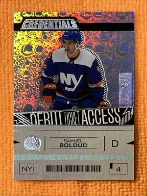 /799 Samuel Bolduc RC 2023-24 UD Credentials #159 Debut Ticket Access Islanders - Image 1 of 3