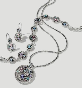 Brighton💎HALO Blue Purple CRYSTAL Bracelet Necklace Earrings Set NWT/NWOT - Picture 1 of 8