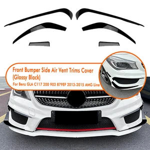 Front Bumper Side Air Vent Trim For Benz CLA C117 AMG Line 2013-2015 Black 6PCS - Picture 1 of 11
