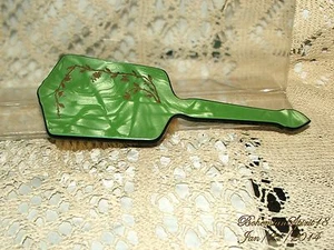 De colección Antiguo ART NOUVEAU CEPILLO DE PELO VERDE MARBEL Diseño Floral Coleccionables - Imagen 1 de 5