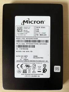 Micron 1100 Solid State Drive 1 TB 2.5” SATA SSD tested working with 100% health - Photo 1/6