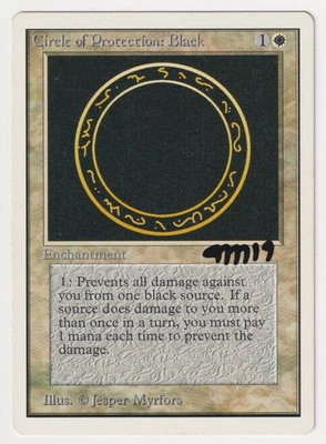 Signed Circle of Protection: Black MP Unlimited Artist Jesper Myrfors MTG Magic! - Image 1 of 2