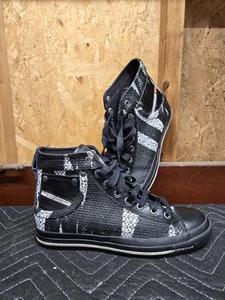 Diesel Exposure I High Top Sneakers Black Woven Canvas Leather US 8 EU 40.5 - Picture 1 of 10