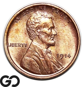 1914 Lincoln Cent Wheat Red Penny, Tough This Nice, Solid Gem BU++ RD - Picture 1 of 3
