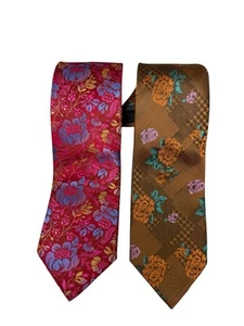 "2 corbata The Big Knot Steven Land seda plateada floral cachemira XL 64"" de alto" - Imagen 1 de 9