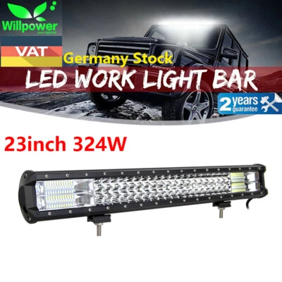 7D 22-23inch 324W TRI ROW LED Work Light Bar 4WD Car Truck SUV ATV Driving Lamp - Image 1 of 4