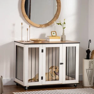 Mesa final jaula para perro con cinco ruedas, muebles de caja para perro para tamaño grande - Imagen 1 de 8