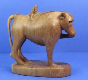 Hand Carved Wood Monkey Baboon w/ Baby Figure / Statue 5.5" Kenya Africa - Picture 1 of 18