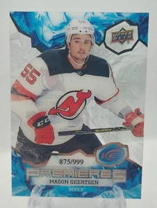 2021-22 UD Ice Premieres Rookie RC 185 Mason Geertsen /999 New Jersey Devils - Picture 1 of 2