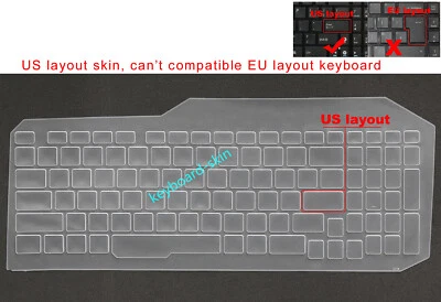US Keyboard Skin Cover for Asus ZX53V FZ53 FX53V ZX73 GL553VD GL753V FX553 ZX553 - Image 1 of 4