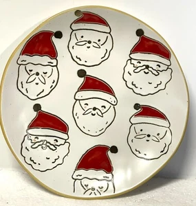Santa 8.5” Ceramic Salad Plate Blue Sky Spectrum Dessert Christmas Holiday - Picture 1 of 3