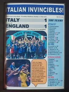 Italien 1 England 1 - Italien Sieg auf Stiften - EM 2020 Finale - 2021 - gerahmter Druck - Bild 1 von 2