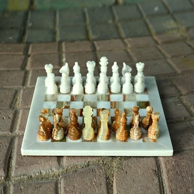 Marble Chess Board with 32 Pieces White and Multigreen Weighted Chess Game Set - Image 1 of 4