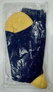 NWT Joseph Turner Mens Crew Socks Size Large Navy And Yellow - Picture 1 of 5