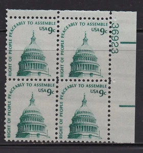 Scott #1591 Capitol Dome placa gris bloque de 4 1975 como nuevo nunca montado original - Imagen 1 de 3