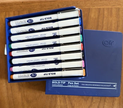 Creative Memories Collection Scrapbooking 8 Marcadores Punta Negrita Juego de Plumas con Estuche Foto 1 de 4