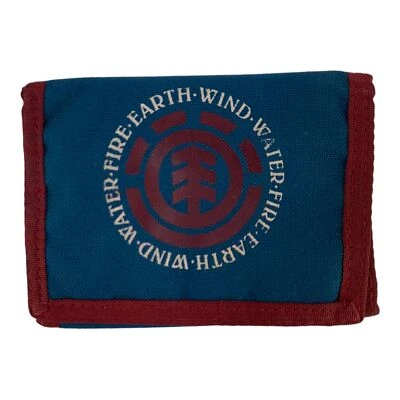 Retro Element Blue Red Maroon Tri-Fold Canvas Zip Up Wallet Coin Cash Card Used - image 1 of 3
