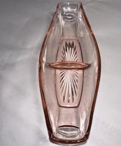 Vintage Rosa Flamingo Heisey 2 Teilig Relish Schale - Bild 1 von 5