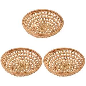 3 Pack Kleiner Obstteller Aus Rattan Halter Eierkorb Behälter - Bild 1 von 12