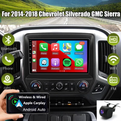 For 2014-2018 Chevrolet Silverado GMC Sierra Apple Carplay Radio GPS Android 13 - Image 1 of 4