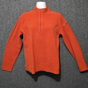 LL Bean 1/4 Zip Fleece Pullover Womens Medium Rust Orange Zip Pocket Lightweight - Picture 1 of 12