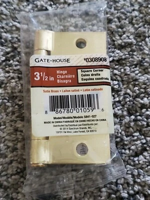Bisagra de puerta de esquina cuadrada de latón satinado Gate House de 3-1/2" NUEVA Envío gratuito a EE. UU.  Foto 1 de 2