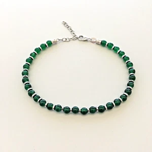 Bracciale unisex in pietre naturali agata verde ematite finale chiusura argento - Foto 1 di 1